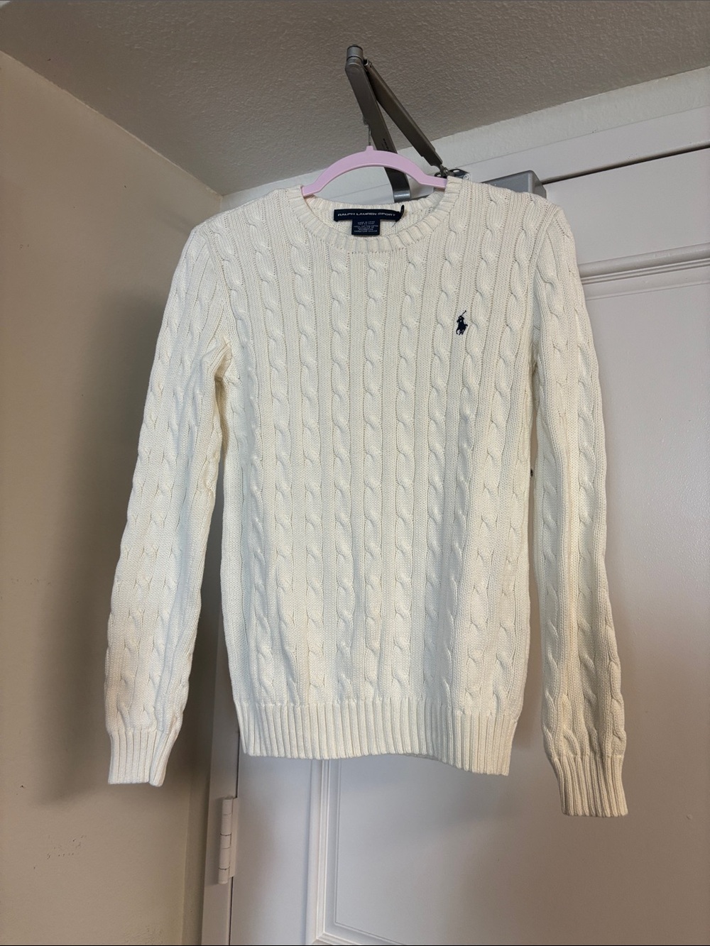 Polo by Ralph Lauren Cream Cable-Knit Crewneck Sweater